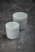 Porcelain Mugs with Snow Flakes Pattern & Transparent Glaze