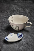 Sanae House | Animal Illustration Mug & Pigeon Saucer Plate