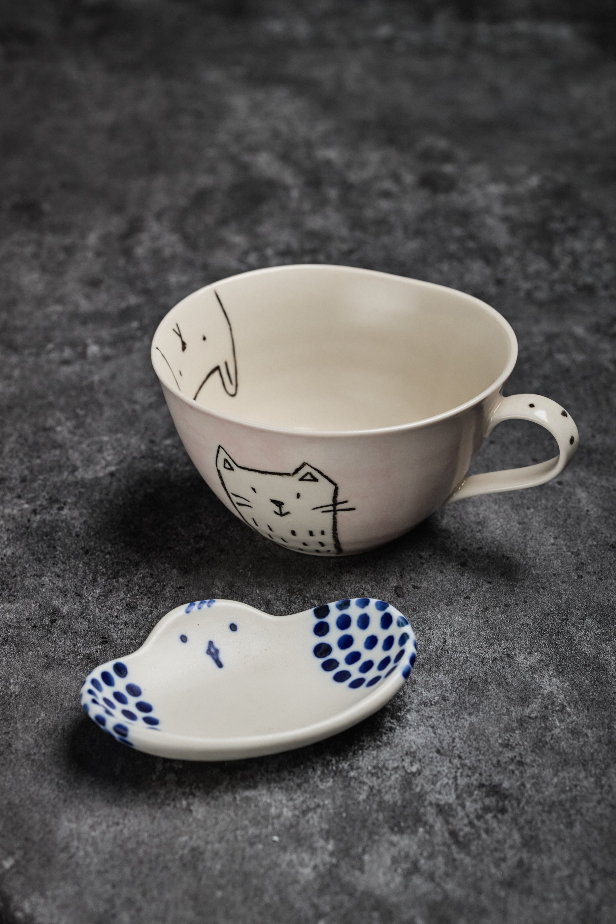 Sanae House | Animal Illustration Mug & Pigeon Saucer Plate