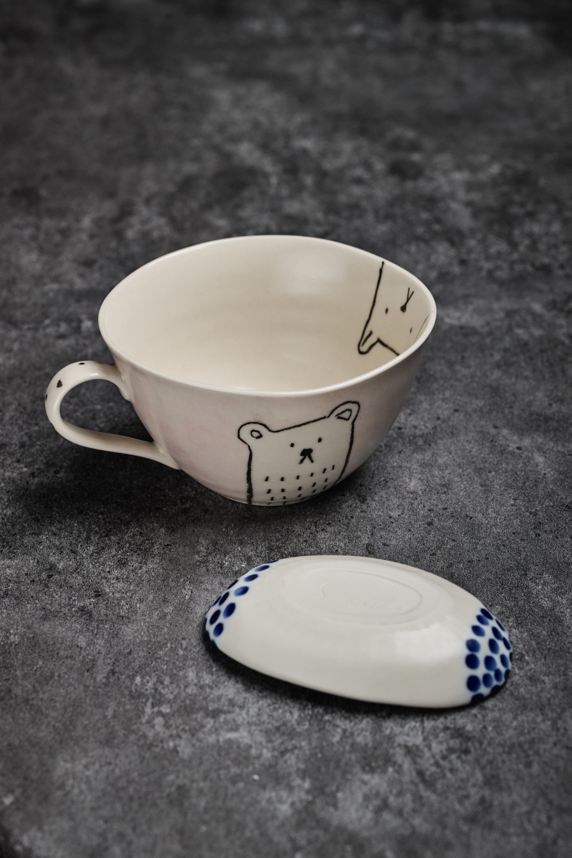 Sanae House | Animal Illustration Mug & Pigeon Saucer Plate