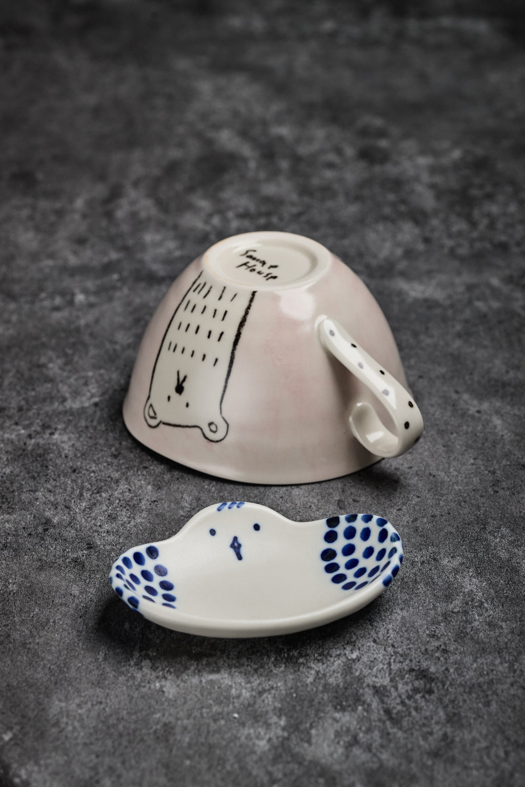 Sanae House | Animal Illustration Mug & Pigeon Saucer Plate