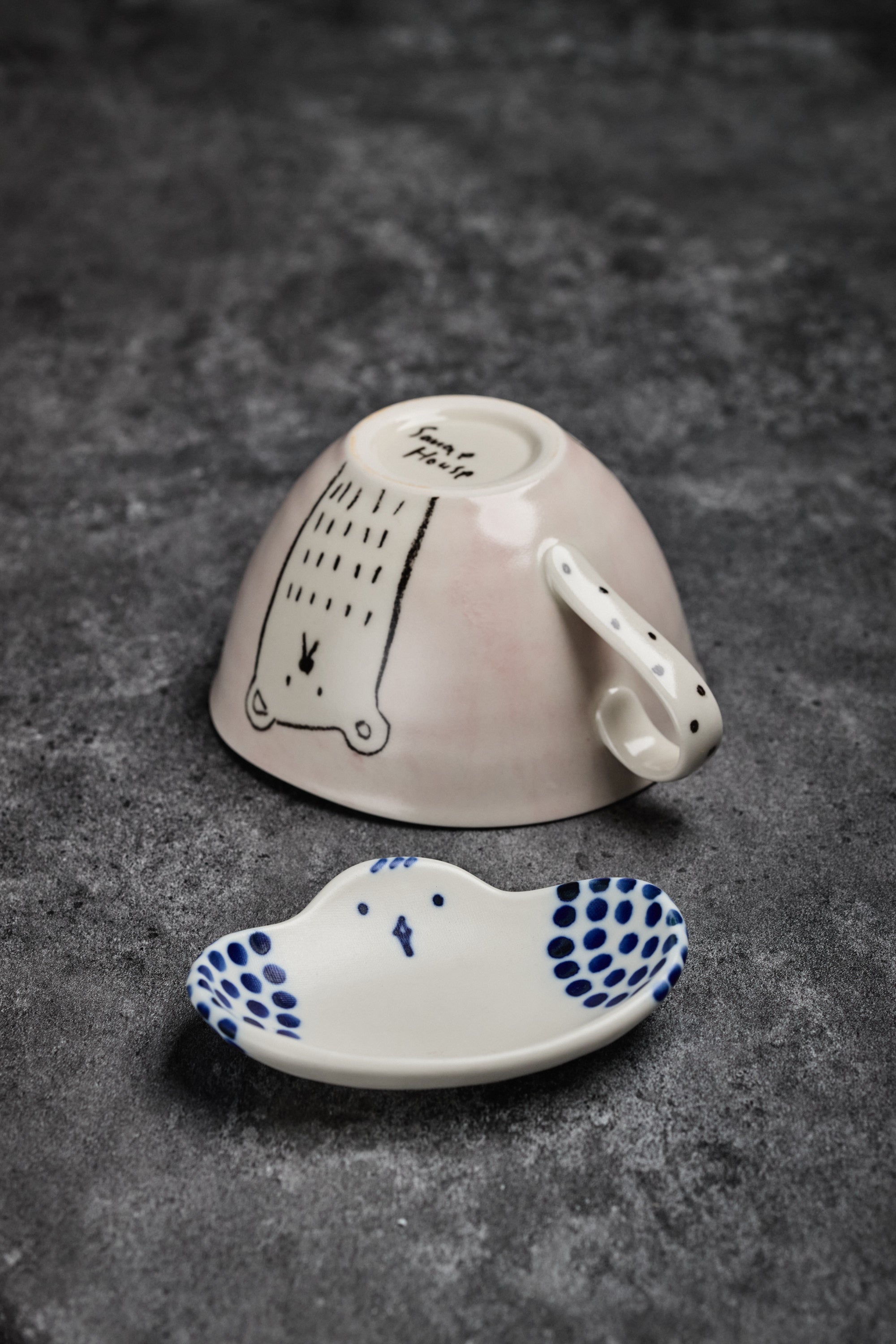 Sanae House | Animal Illustration Mug & Pigeon Saucer Plate