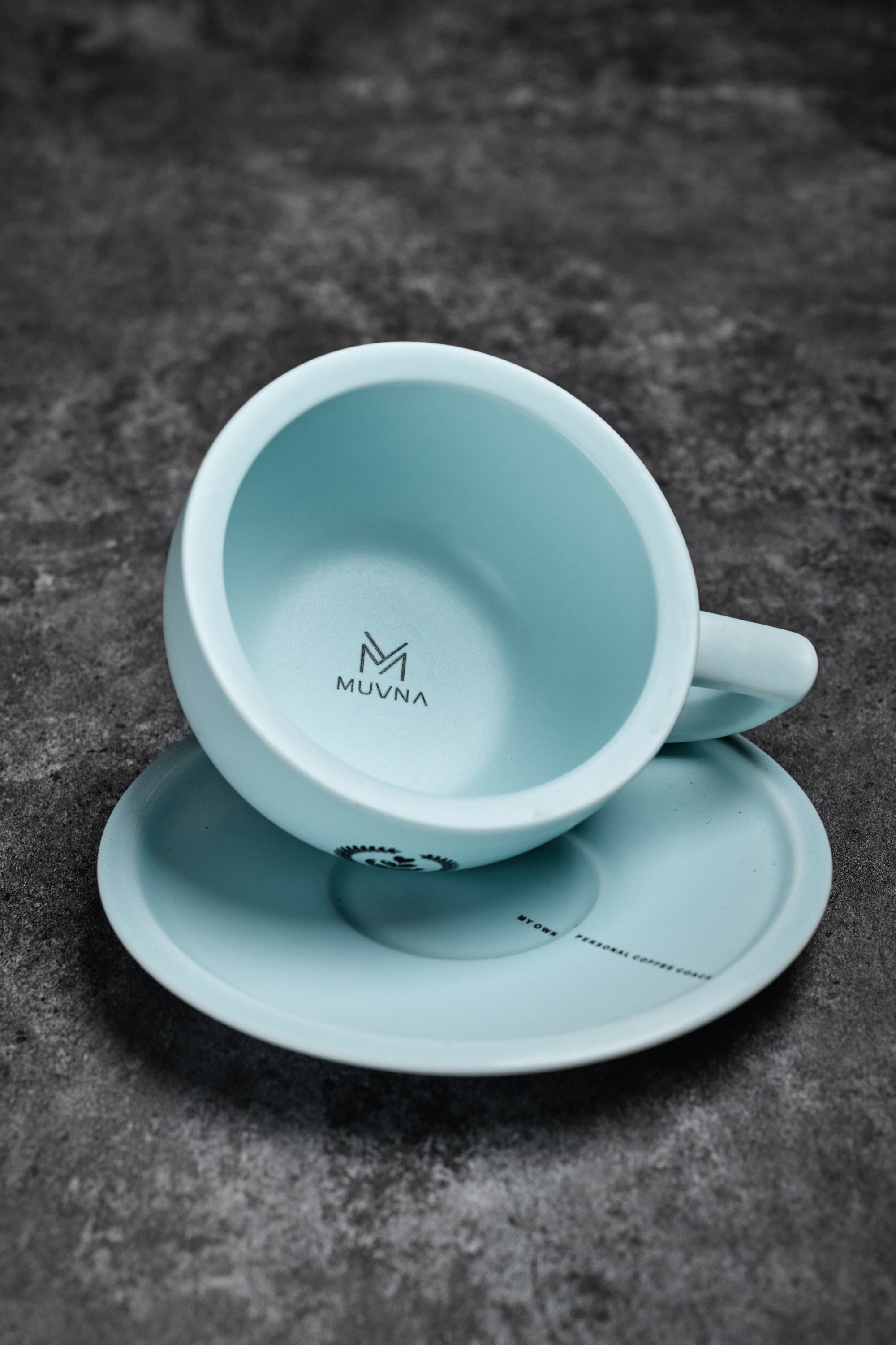 MUVNA Coffee Mug with Plate - Light Blue 280ml