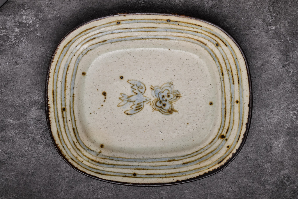 Takahiro Manome | Large Plate with Pigeon Hand Drawing