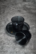 Huskee 3oz Cups with Saucer Plate - Transparent Black