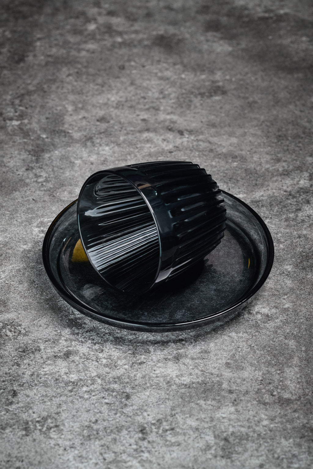Huskee 3oz Cups with Saucer Plate - Transparent Black