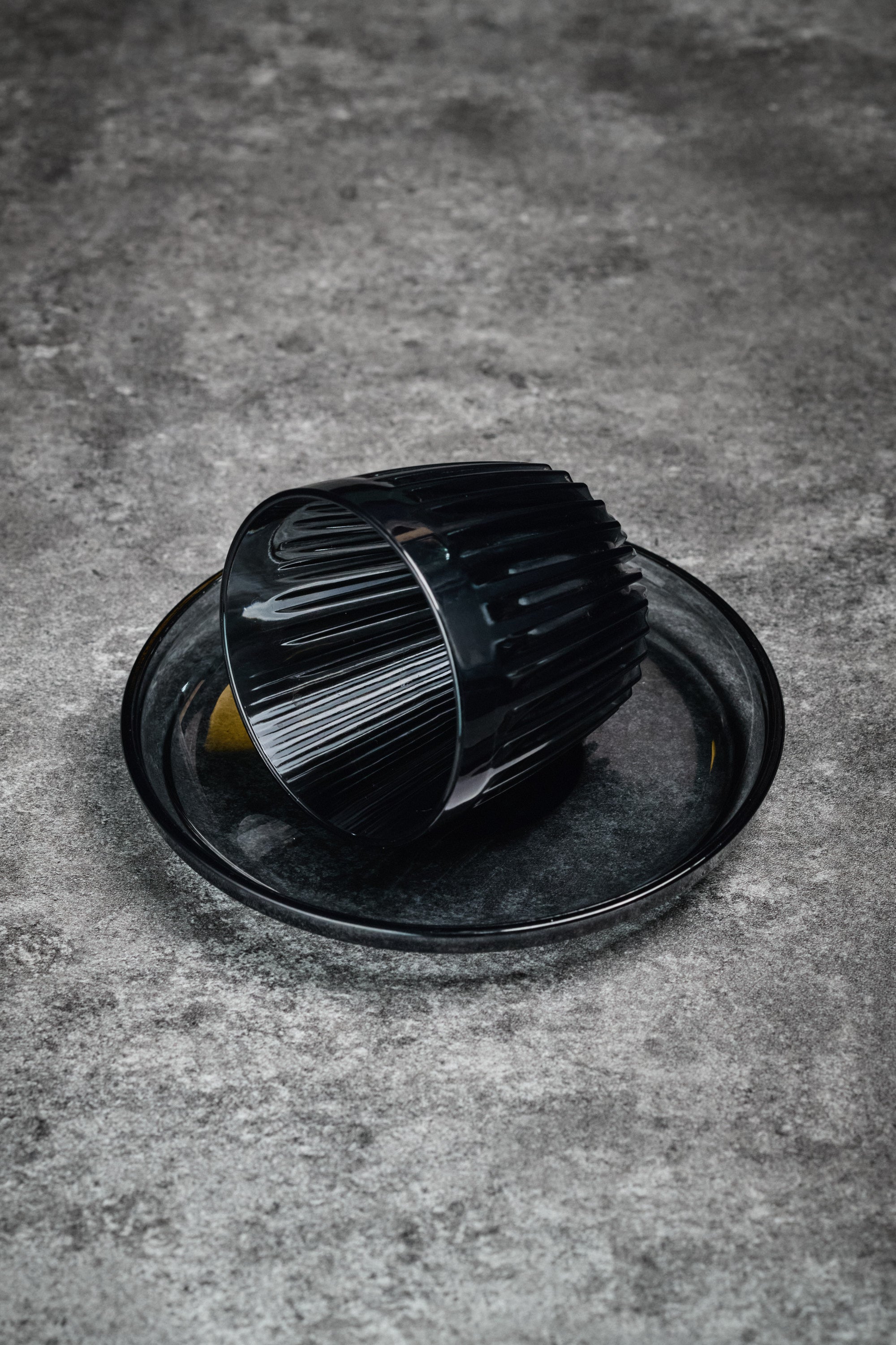 Huskee 3oz Cups with Saucer Plate - Transparent Black