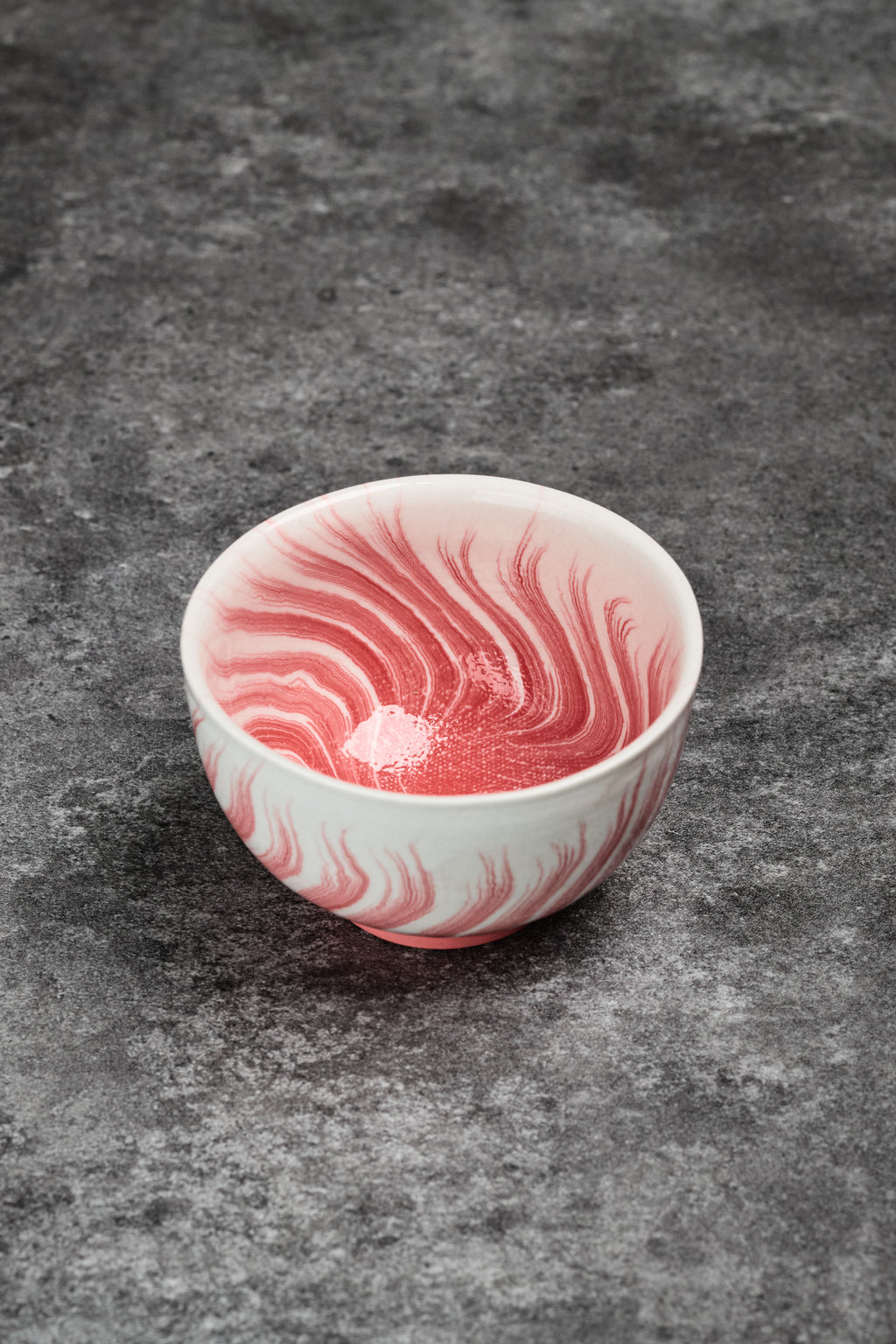 White & Red Marbled Clay Coffee Cup