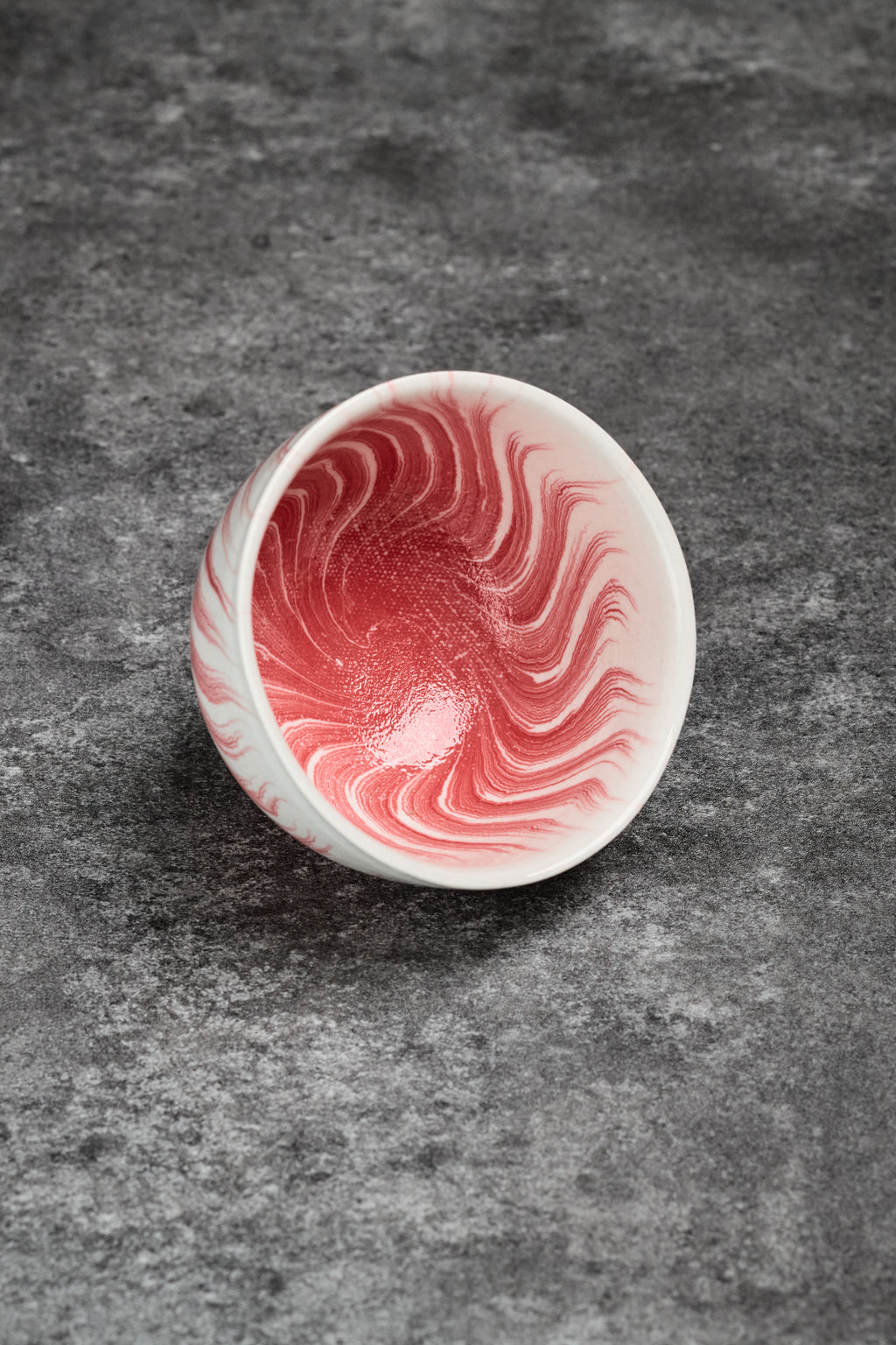 White & Red Marbled Clay Coffee Cup