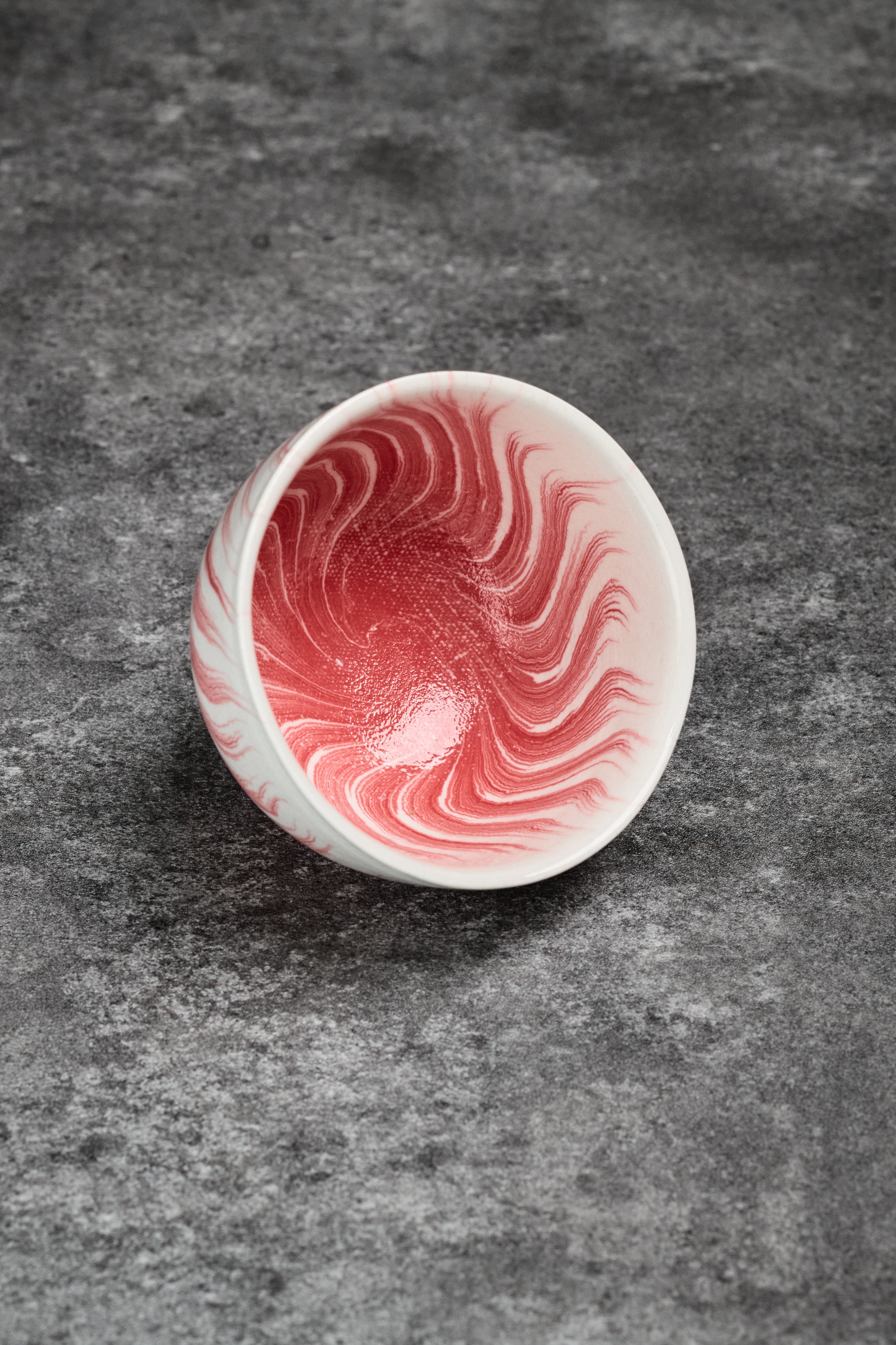 White & Red Marbled Clay Coffee Cup