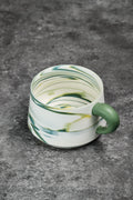 Marbled Clay Mug with Green Handle