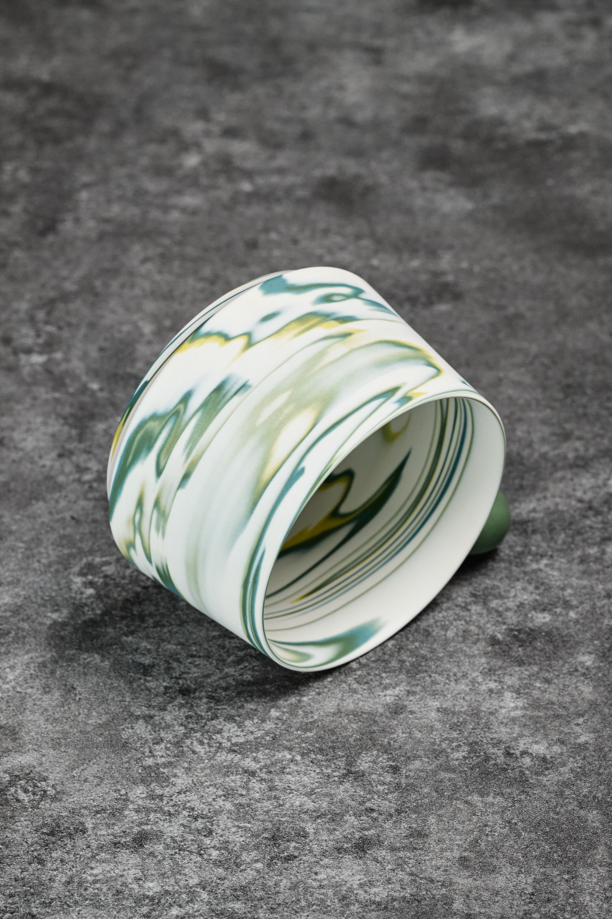 Marbled Clay Mug with Green Handle