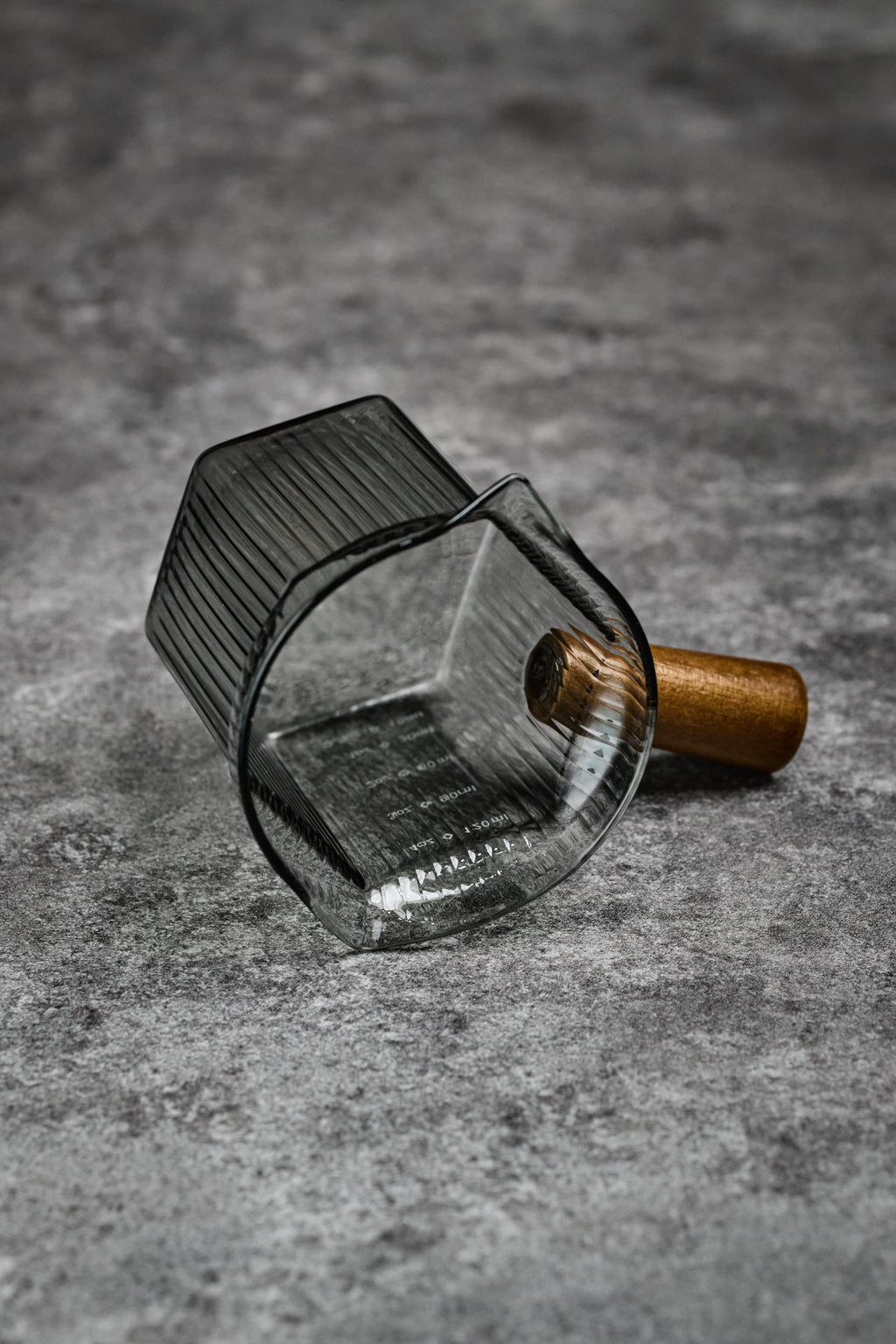 Dark Grey Color Espresso Measuring Cup with Wooden Handle
