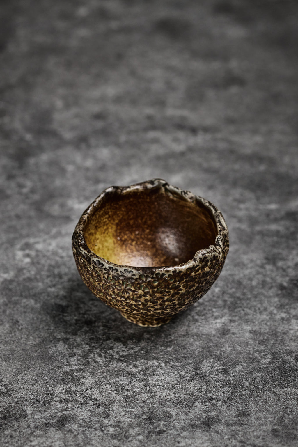 Mini Clay Sake Cup with Pattern Surface