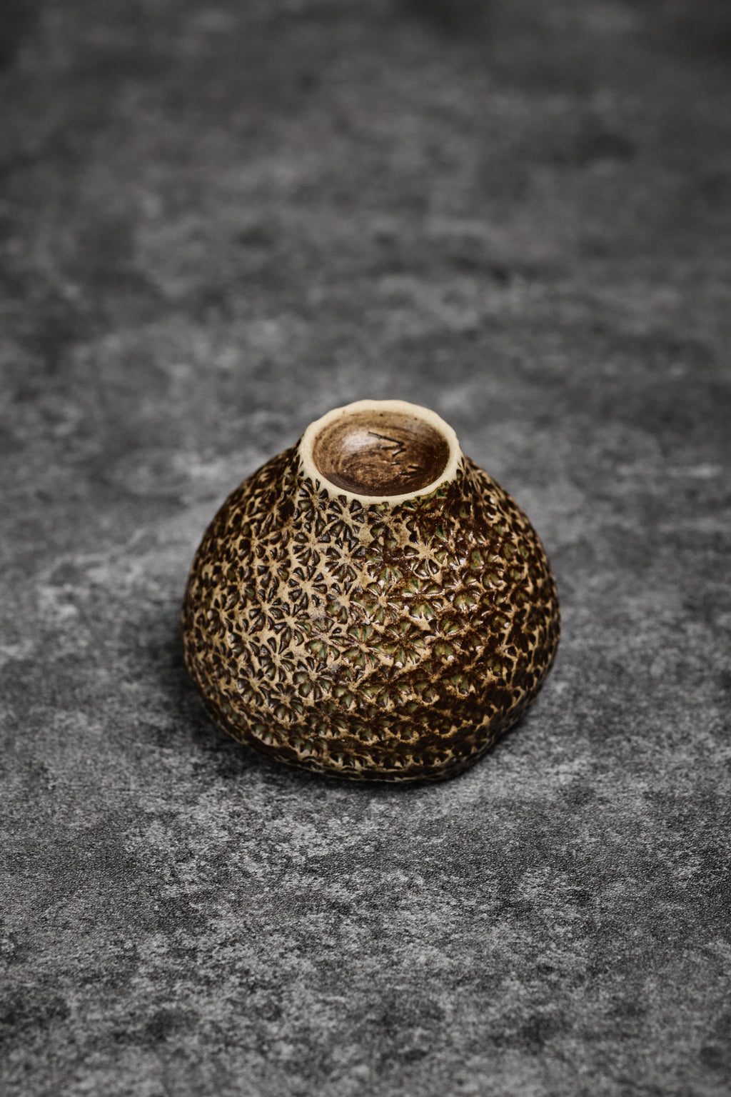 Mini Clay Sake Cup with Pattern Surface
