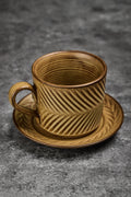 Brown Coffee Cup Set with Saucer Plate 280ml