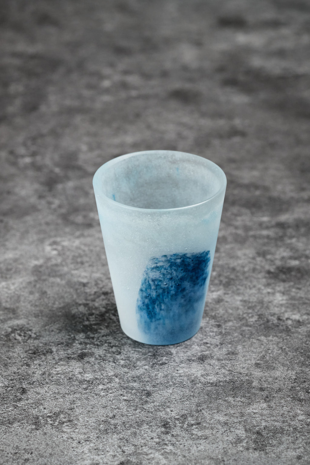 Yohei Goto | Cast Glass Sake Cup - Semi Transparent & Blue